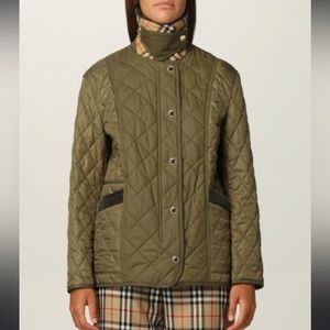 Burberry Olive Green Diamond Quilted Jacket L